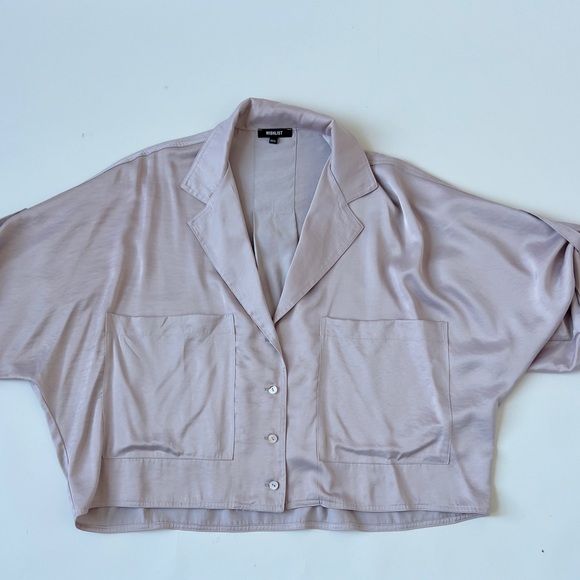 Wishlist Tops - Silky Button-Up Cropped Shirt